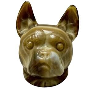 Boyd Glass French bulldog art slag glass head vintage